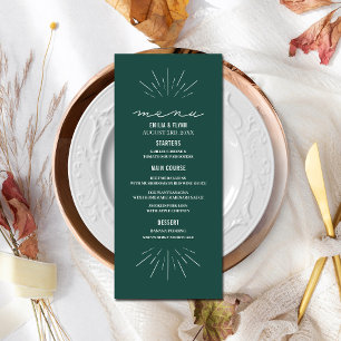 Rustic Emerald Line Art Bröllop Menu Meny