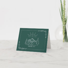Rustic Emerald Mountain Bröllop Tack Kort