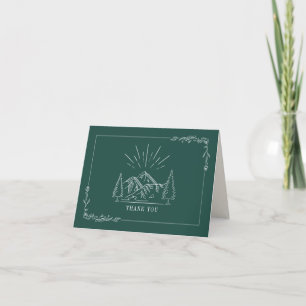 Rustic Emerald Mountain Bröllop Tack Kort