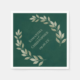 Rustic Emerald & Sage Lövs Diagonal Bröllop Pappersservett