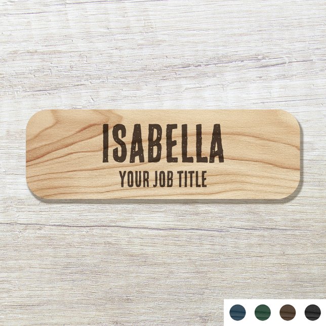 Rustic Employee Woodgrain Brown Company Personal Namnbricka (Skapare uppladdad)