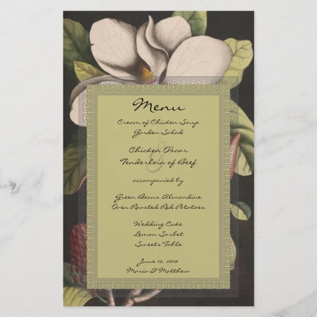 Rustic Enchanted Fairy Tale Forest Magnolia Menu (Framsida)