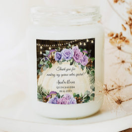 Rustic Enchanted Forest Lila Blommigt Quinceañera Fyrkantigt Klistermärke