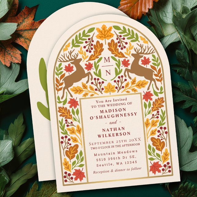 Rustic Enchanted Woodland Deer Arch Wedding Inbjudningar (Skapare uppladdad)