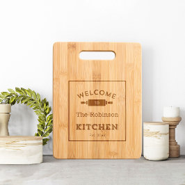 Rustic Engraved Welcome Kitchen Family Namn Wooden