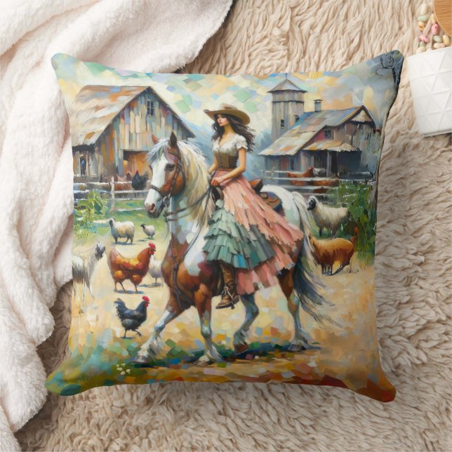 Rustic Equestrian Elegance Pillow Kudde (Filt)