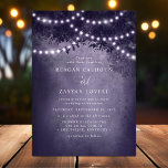 Rustic Etheral Dreamy Träd String Ljus Lila Inbjudningar<br><div class="desc">Skapa en magisk atmosfär för din speciella dag med den här Lila inbjudan till Rustic Dreamy Träd String Ljus bröllop. Den här inbjudan har en charmerande, rustik lila träd som adorberats med en drömsträng ljus, och den anger en romantisk och vismisk ton för bröllop. Perfekt för utomhus- och kvällsceremonier, den...</div>