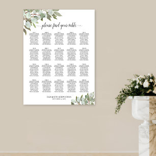 Rustic Eucalyptus 20 Bord Bröllop-sätesdiagram Poster
