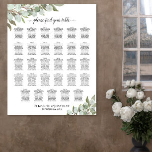 Rustic Eucalyptus 29 Bord Bröllop-sätesdiagram Poster