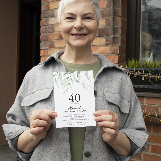 Rustic Eucalyptus 40: e födelsedagsinbjudan Inbjudningar (Skapare uppladdad)