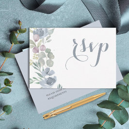 Rustic Eucalyptus Blommigt Dusty Blue Bröllop OSA Kort