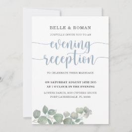 Rustic Eucalyptus Blue Wedding Reception Inbjudningar