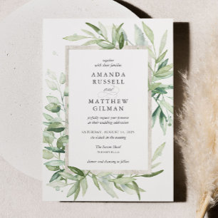Rustic Eucalyptus Botanical Greenery Bröllop Inbjudningar