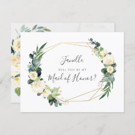 Rustic Eucalyptus Cream Ro BE Maid of honor Inbjudningar