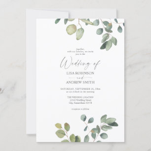 Rustic Eucalyptus Duo Greenery bröllopsinbjudan Inbjudningar