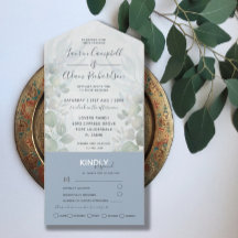 Rustic Eucalyptus Dusty Blue Watercolor Bröllop