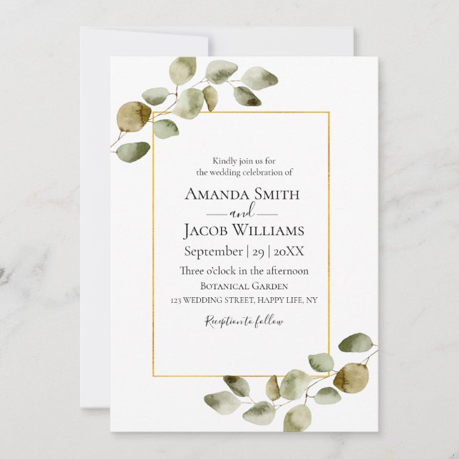 Rustic Eucalyptus Fall Wedding  Inbjudningar (Framsida)