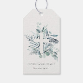 Rustic Eucalyptus Fern Foliage Kor Christening Presentetikett