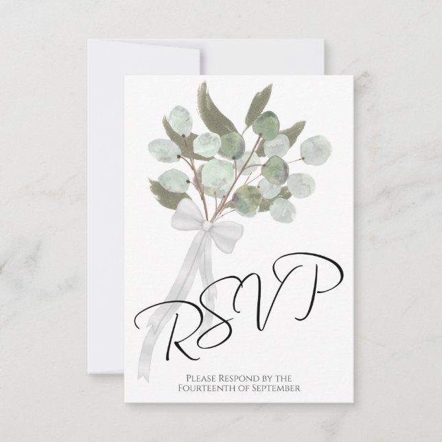 Rustic Eucalyptus & Greenery Bouquet Chic Bröllop OSA Kort (Framsida)