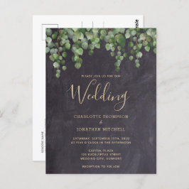 Rustic Eucalyptus Greenery Chalkboard Bröllop Vykort