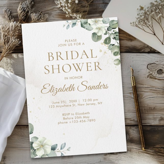 Rustic Eucalyptus Greenery Elegant Bridal Shower Inbjudningar (Skapare uppladdad)