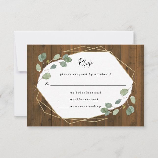 Rustic Eucalyptus Greenery | Geometric Bröllop OSA Kort (Framsida)