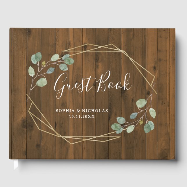 Rustic Eucalyptus Greenery | Geometrisk Gästböcker (Framsida)