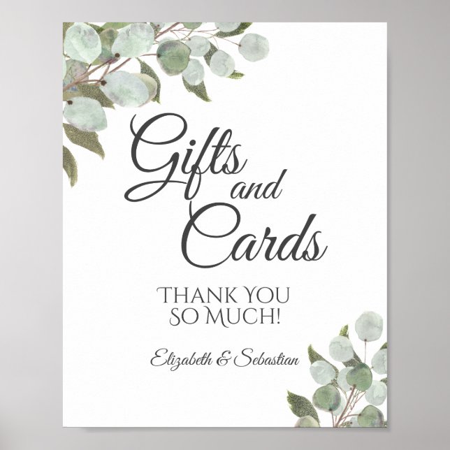 Rustic Eucalyptus Greenery Gifts & Cards Bröllop Poster (Framsidan)