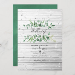 Rustic Eucalyptus Greenery Land Barn Bröllop Inbjudningar