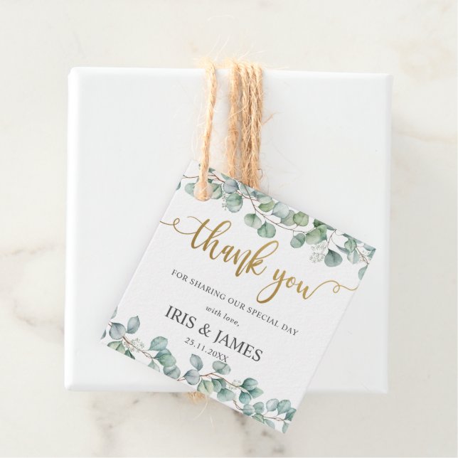 Rustic Eucalyptus Greenery Leafy Bröllop Tack Gåvor Etiketter (På plats)