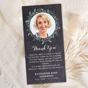 Rustic Eucalyptus Greenery Memorial Photo Funeral Tack Kort