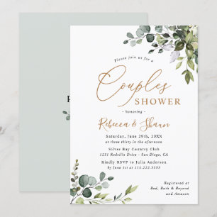 Rustic Eucalyptus Greenery Par Shower Inbjudningar