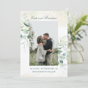 Rustic Eucalyptus Greenery Photo Elegant bröllop Spara Datumet