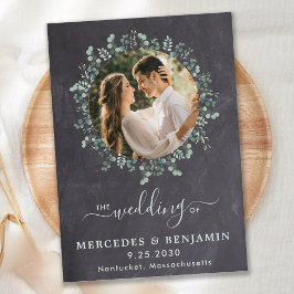 Rustic Eucalyptus Greenery Photo QR Code Bröllop Inbjudningar