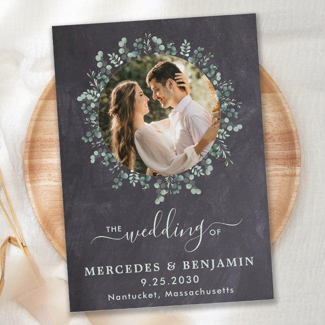 Rustic Eucalyptus Greenery Photo QR Code Bröllop Inbjudningar (Skapare uppladdad)