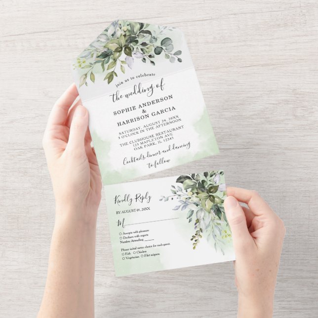 Rustic Eucalyptus Greenery Succulent Bröllop all I (Tearaway)