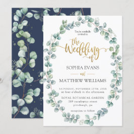 Rustic Eucalyptus Greenery Wandey Guld Bröllop Inbjudningar