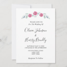 Rustic Eucalyptus Greenery White Bröllop Inbjudningar