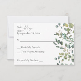 Rustic Eucalyptus Grönska Duo 2 nej Måltid RSVP-ko OSA Kort