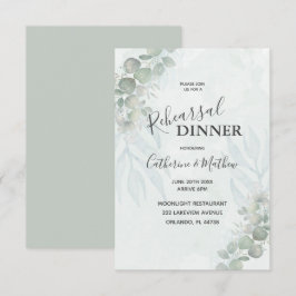Rustic Eucalyptus Grönt Rehearsal Dinner Bröllop Inbjudningar