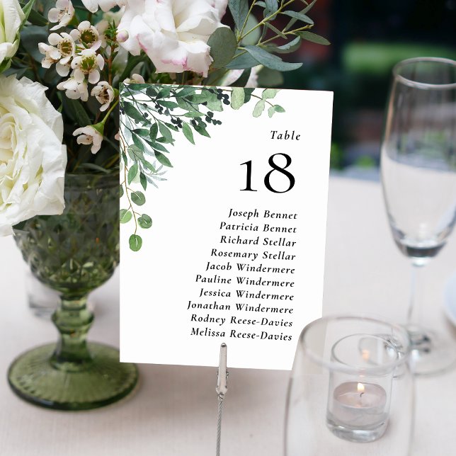 Rustic Eucalyptus Guest Namn Bröllop Bordsnummer (Rustic Eucalyptus Guest Names Wedding Table Number)