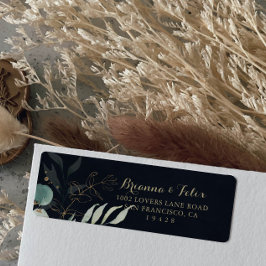 Rustic Eucalyptus Guld Blommigt Blue Returadress Returadress Etikett