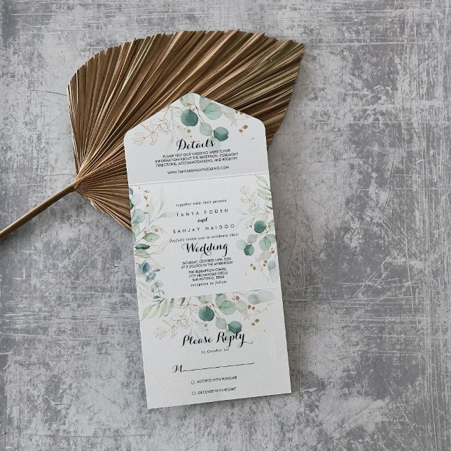 Rustic Eucalyptus Guld Blommigt Bröllop (Skapare uppladdad)