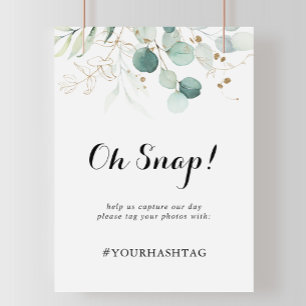 Rustic Eucalyptus Guld Blommigt Bröllop OH Snap Si Poster