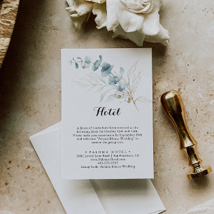 Rustic Eucalyptus Guld Blommigt Calligraphy Hotel Tilläggskort