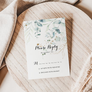 Rustic Eucalyptus Guld Blommigt Calligraphy OSA Kort