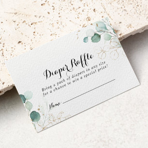 Rustic Eucalyptus Guld Blommigt Diaper Raffle Bilj Tilläggskort
