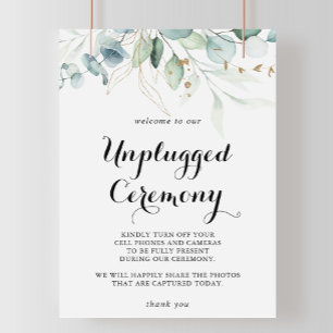 Rustic Eucalyptus Guld opluggat Ceremony-tecken Poster