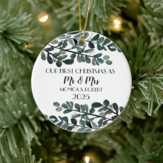 Rustic Eucalyptus Keepsak Första jul Julgransprydnad Keramik