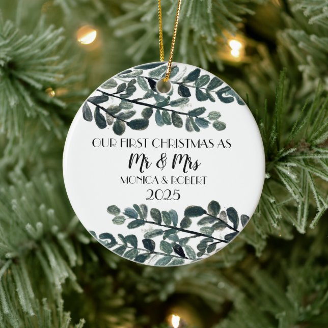 Rustic Eucalyptus Keepsak Första jul Julgransprydnad Keramik (Träd)